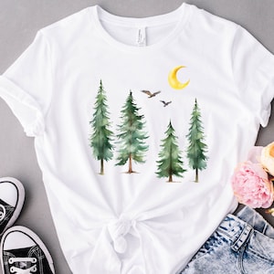 Evergreen Tree Shirt, Forest shirt, nature shirt, outdoors shirt, watercolor shirt, forrest graphic Tshirt, hiking shirt, Pine tree shirt