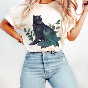 Vintage Black Panther Shirt, Dschungel Shirt, Retro Panther Shirt, Black Panther, Komfortfarben, übergroßes T-Shirt, Vintage Panther, Dschungelblätter