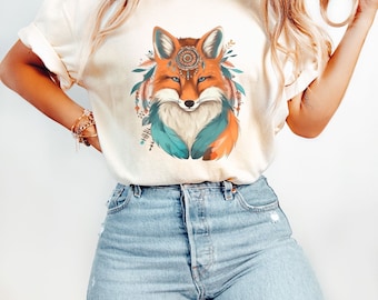 Fox, forestcore clothing, forest tshirt, comfort colors shirt, oversized shirt,  cottagecore shirt, goblincore shirt, nature shirt, women