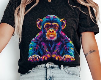 90's Baby Chimpanzee Shirt, Colorful Chimpanzee Shirt, Psychedelic Monkey Shirt, Animal Prints, Vibrant Monkey Tee, Vintage Chimp Shirt