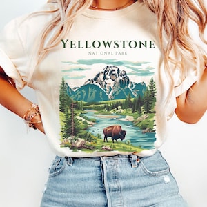 Vintage Yellowstone Comfort Colors Shirt, Yellowstone T-Shirt, National Park Shirt, Comfort Colors Tee, Yellowstone Travel Gift, Bison Tee