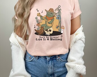 サイケデリックフロッグTシャツ：ヒッピーフェスティバルグラフィックTシャツ