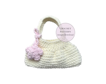 CROCHET PATTERN Chunky Bag with Star Charm Easy Crochet Pattern PDF y2k Fluffy Purse Instant Digital Download