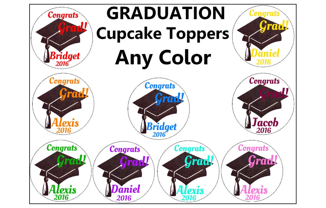 GRADUATION 2025 Any Color Edible Cupcake Decoration Sheet Image Cookie Topper Custom Frosting