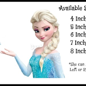 Lámina decorativa comestible para tarta de ELSA de FROZEN, imagen personalizada, pegatina de azúcar con glaseado para tarta de princesa, lateral
