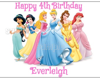 PRINCESS Edible Cake Decoration Sheet Image Frosting Topper OG Sugar Cinderella Belle Ariel Aurora Jasmine cupcake