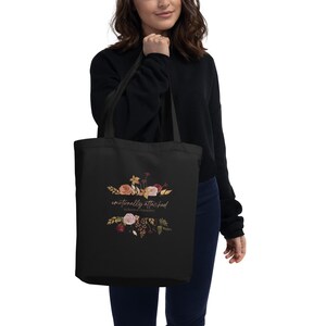 Emotionally Attached to Fictional Characters Tote Bag – Organic Cotton Bookish Bag with Floral Design
