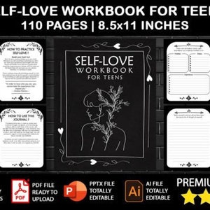 2024-2025 Self Love Workbook for Teens & women BLM -Canva KDP colored digital downloadable printable KDP template ready to upload Editable