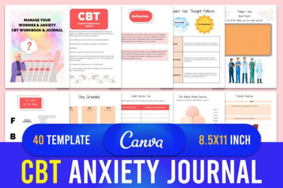 20242025 CBT Anxiety Care Journal Planner for Men Women Blm Etsy