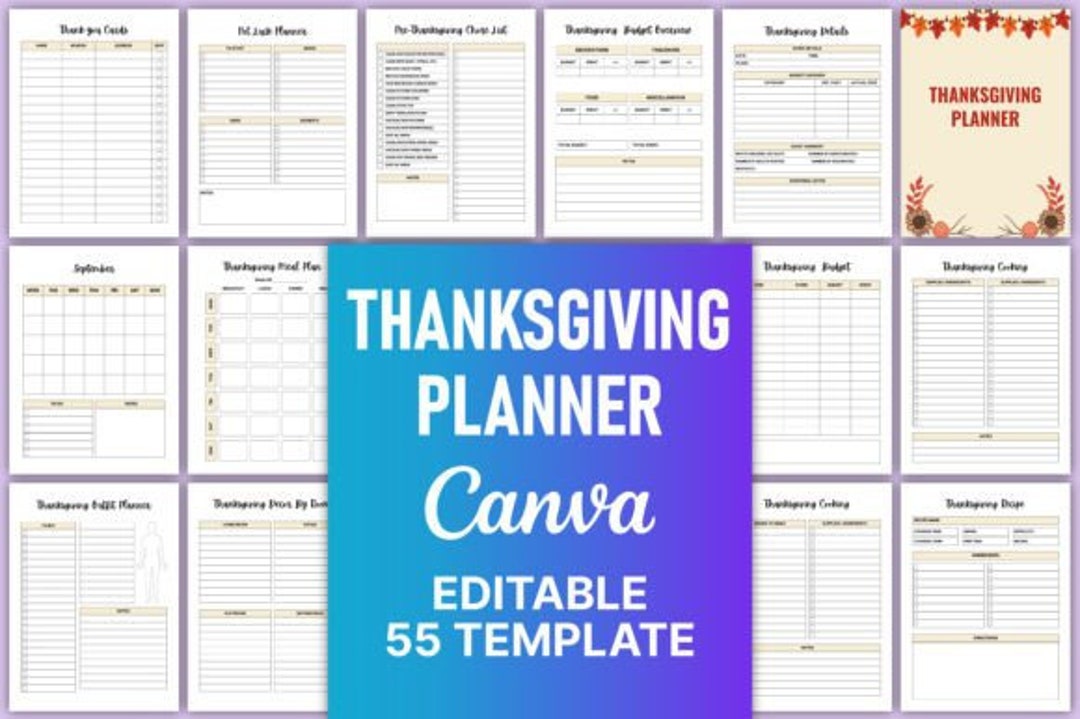 2025-2025 Thanksgiving Planner Journal for Women Men BLM Kids Boys canva KDP Colored 