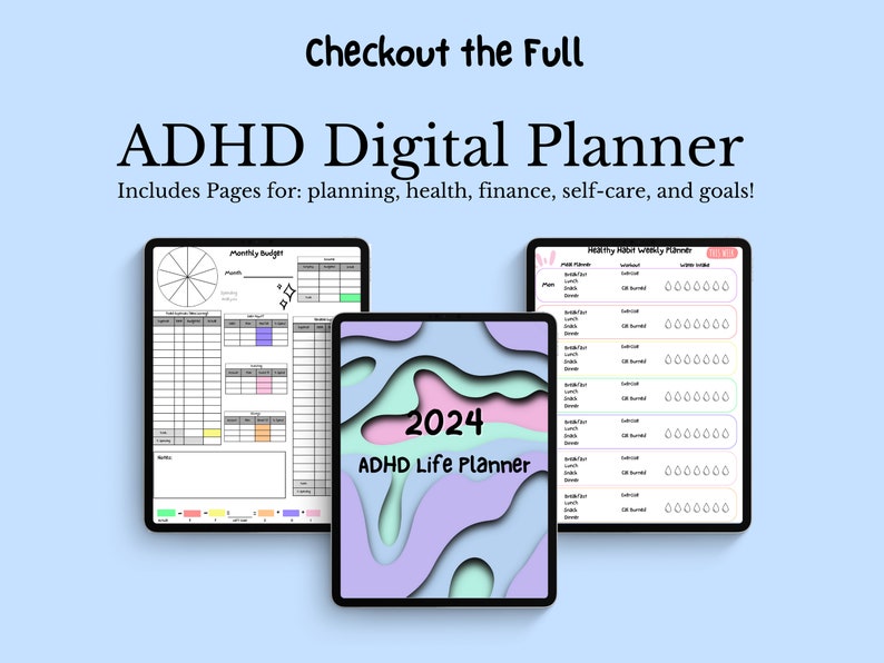 ADHD Planner Printable PDF Instant Download Goal Setting Etsy