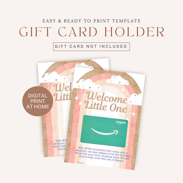 PRINTABLE Welcome Little One | Newborn Gift Card | New Baby Gift Card Holder | Last Minute Baby Gift | New Mom Gift Idea | Instant Download