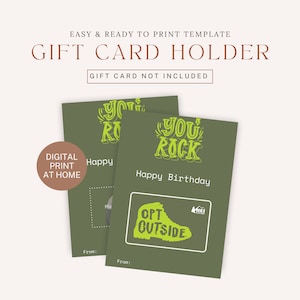 DRUCKBARE You Rock | REI Geschenkkarte | Alles Gute zum Geburtstag Geschenk Kartenhalter | Vater Wanderer oder Camper Geburtstag | Sofort Download