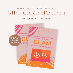 DRUCKBARE Hauch von Glam | Ulta Geschenkkartenhalter | Lehrer Anerkennung Karten Kartenhalter | Professor Dankeskarte | Sofort Download
