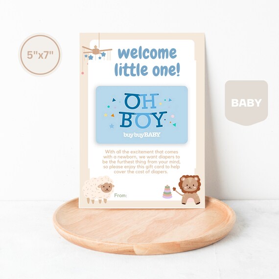 PRINTABLE Welcome Little One Animal Theme Buy Buy Baby Gift Card New Baby Card Holder Last Minute Newborn Gift Instant Download Etsy