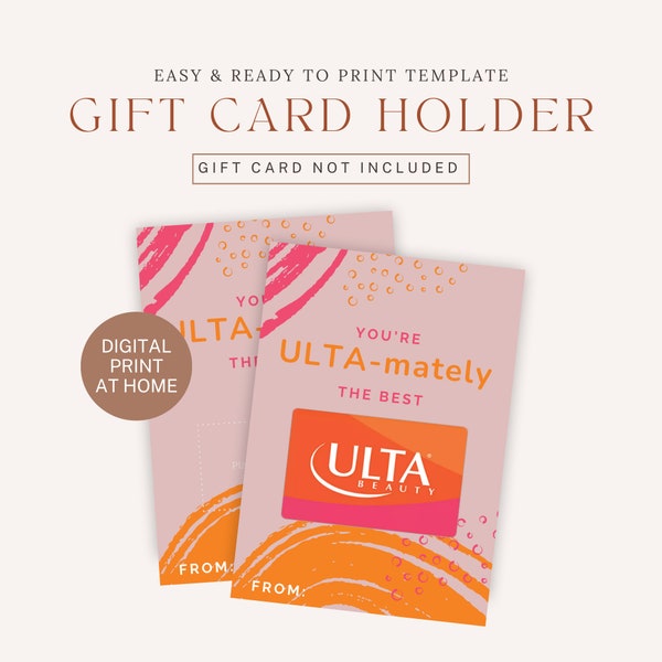 PRINTABLE Ulta-mately the Best | Ulta Gift Card Holder | Friend Appreciation Gift Idea | Birthday Gift for Her Gift Idea | Instant Download