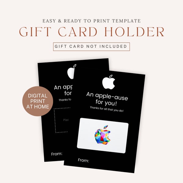 PRINTABLE An Apple-ause for You | Apple Gift Card | Employee Appreciation Gift Card Holder | Staff or Team Thank You Card | Instant Download