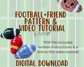 Vingergebreid voetbal + vriendpatroon: doe-het-zelf-pdf-instructies en videotutorial (digitale download)