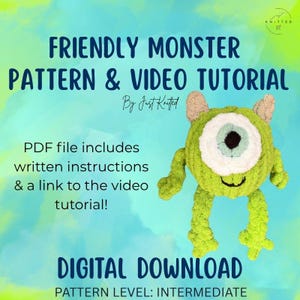 Fingerstickat vänliga monster: DIY PDF-instruktioner och videohandledning (digital nedladdning)