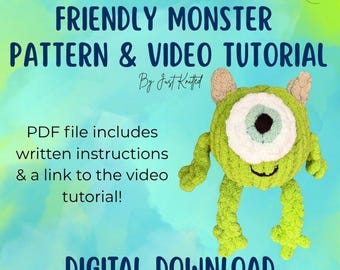 Finger Knit Friendly Monster: DIY PDF Instructions and Video Tutorial (Digital Download)