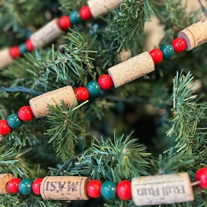 Wine Cork Christmas Tree Garland - 10 feet
