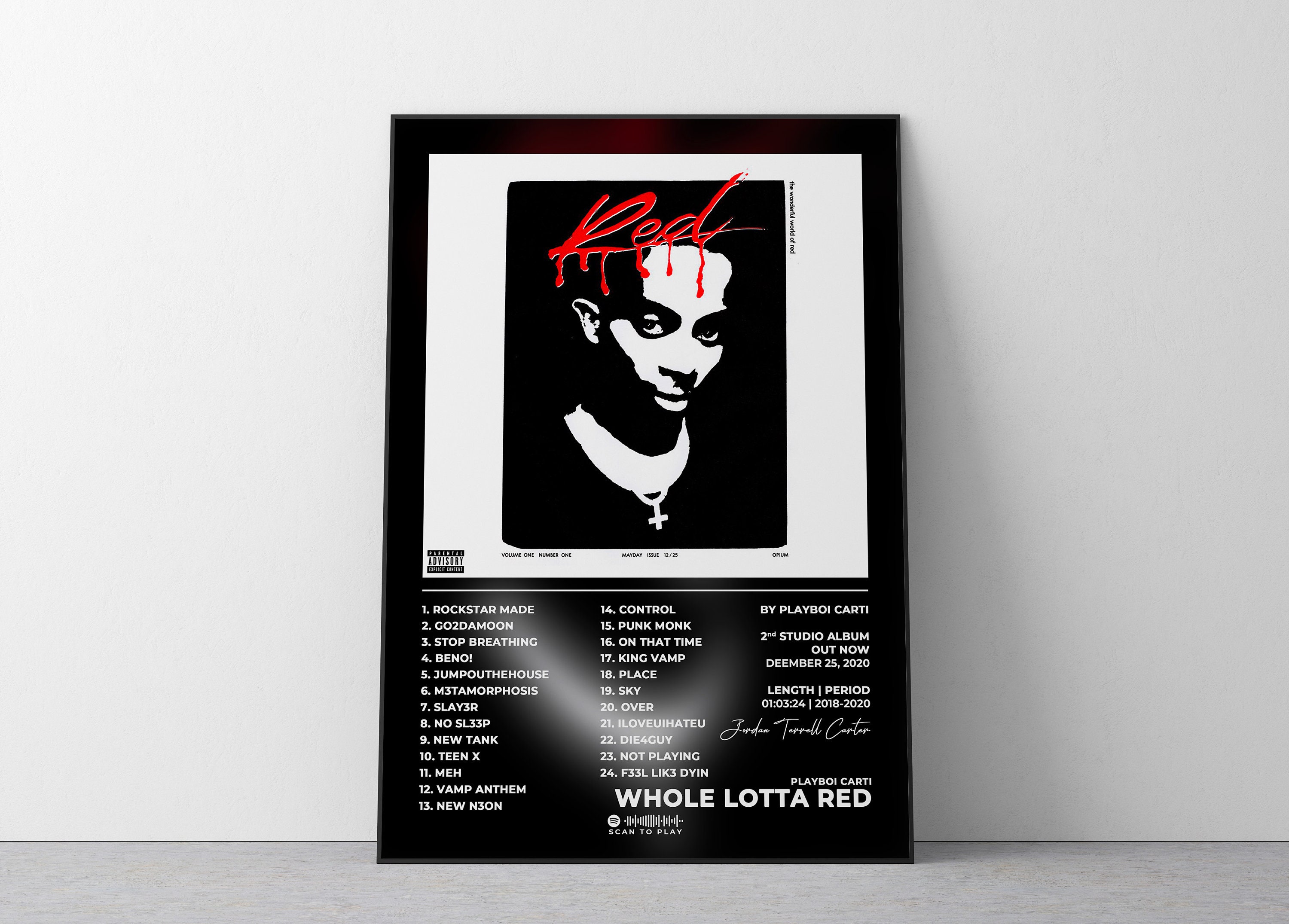  LHTX Playboi Carti Posters - Whole Lotta Red,Anime Girls Office  For Men Master Bedroom, 16''x24'': Posters & Prints