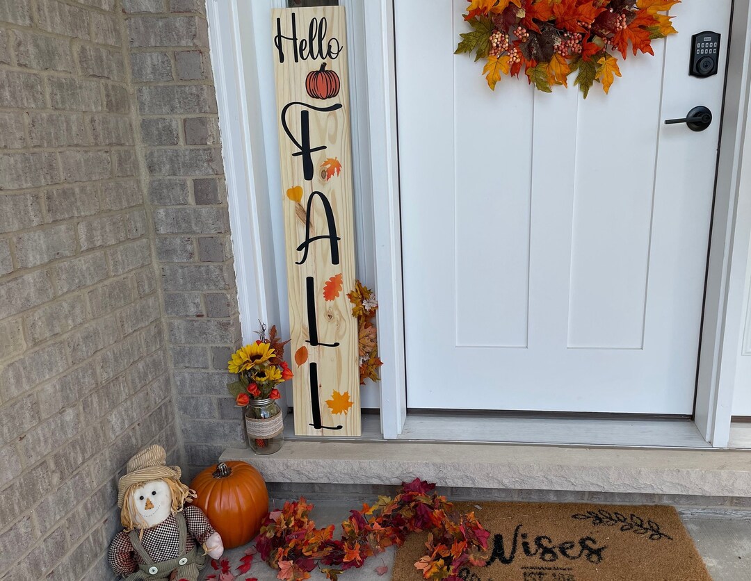 Hello Fall Decor Sign Outdoor Decor Indoor Decor Custom Wood Sign Vinyl retro-fall-decor-sign-cardstock-warehouse