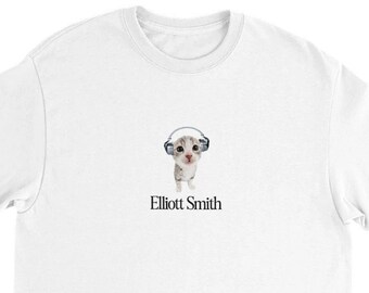 Elliott Smith Cat With Headphones Crewneck UNISEX