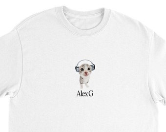 Alex G Cat Tee with Headphones Crewneck UNISEX