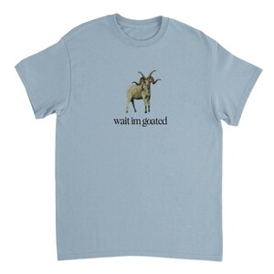 Alex G Wait Im Goated Heavyweight Crewneck Shirt Light Blue