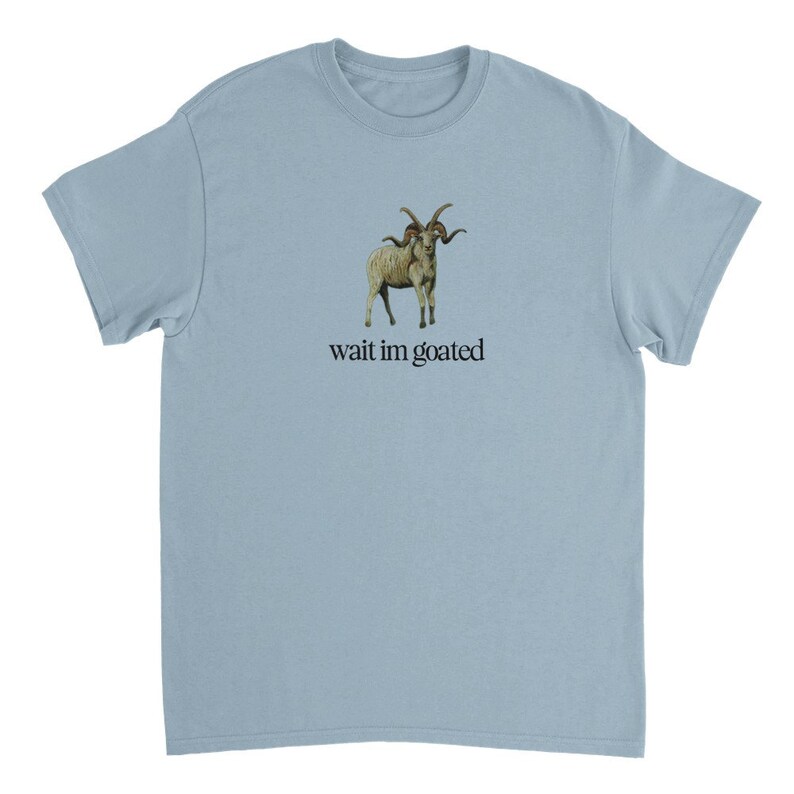 Alex G Wait Im Goated Heavyweight Crewneck Shirt Light Blue