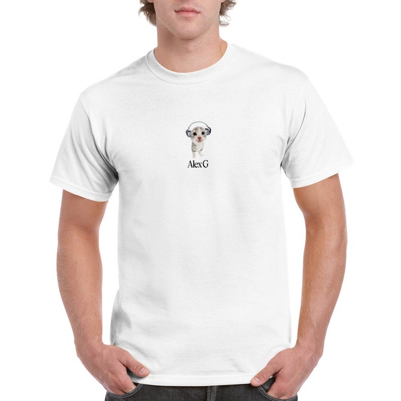 Alex G Cat Tee with Headphones Crewneck UNISEX image 2