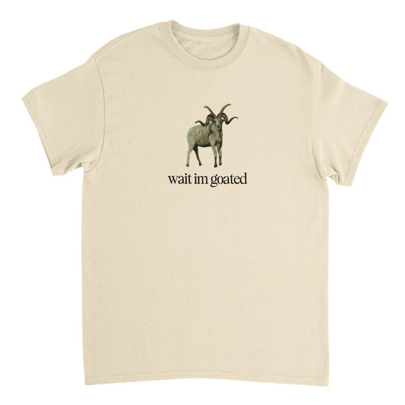 Alex G Wait Im Goated Heavyweight Crewneck Shirt Natural