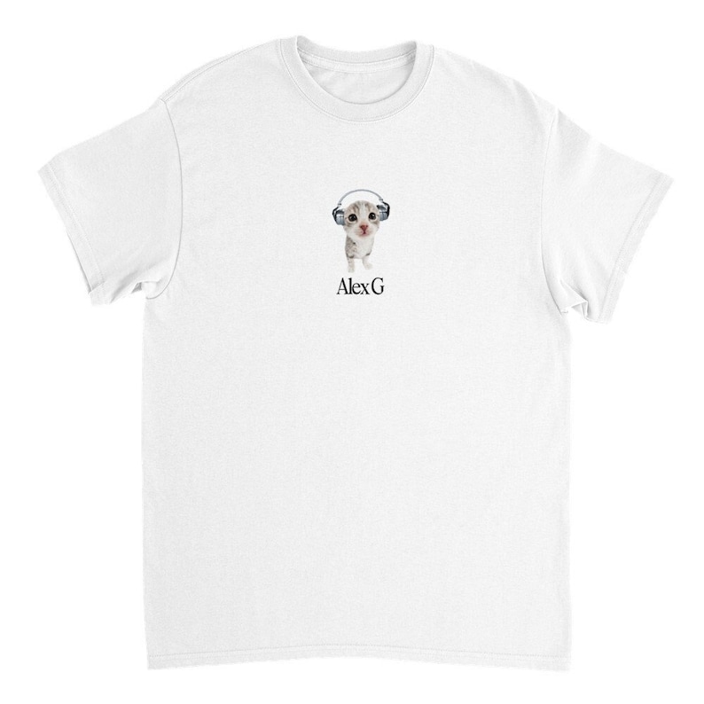 Alex G Cat Tee with Headphones Crewneck UNISEX image 1