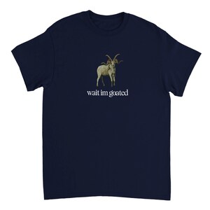 Alex G Wait Im Goated Heavyweight Crewneck Shirt Navy