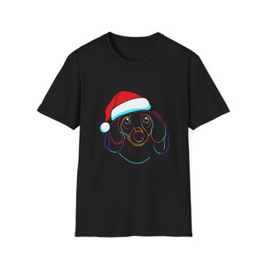 Dachshund Christmas Shirt, Sausage Dog Christmas Tee, Neon Dachshund Shirt, Christmas Gift for Dachshund Owner, Unisex Softstyle T-Shirt