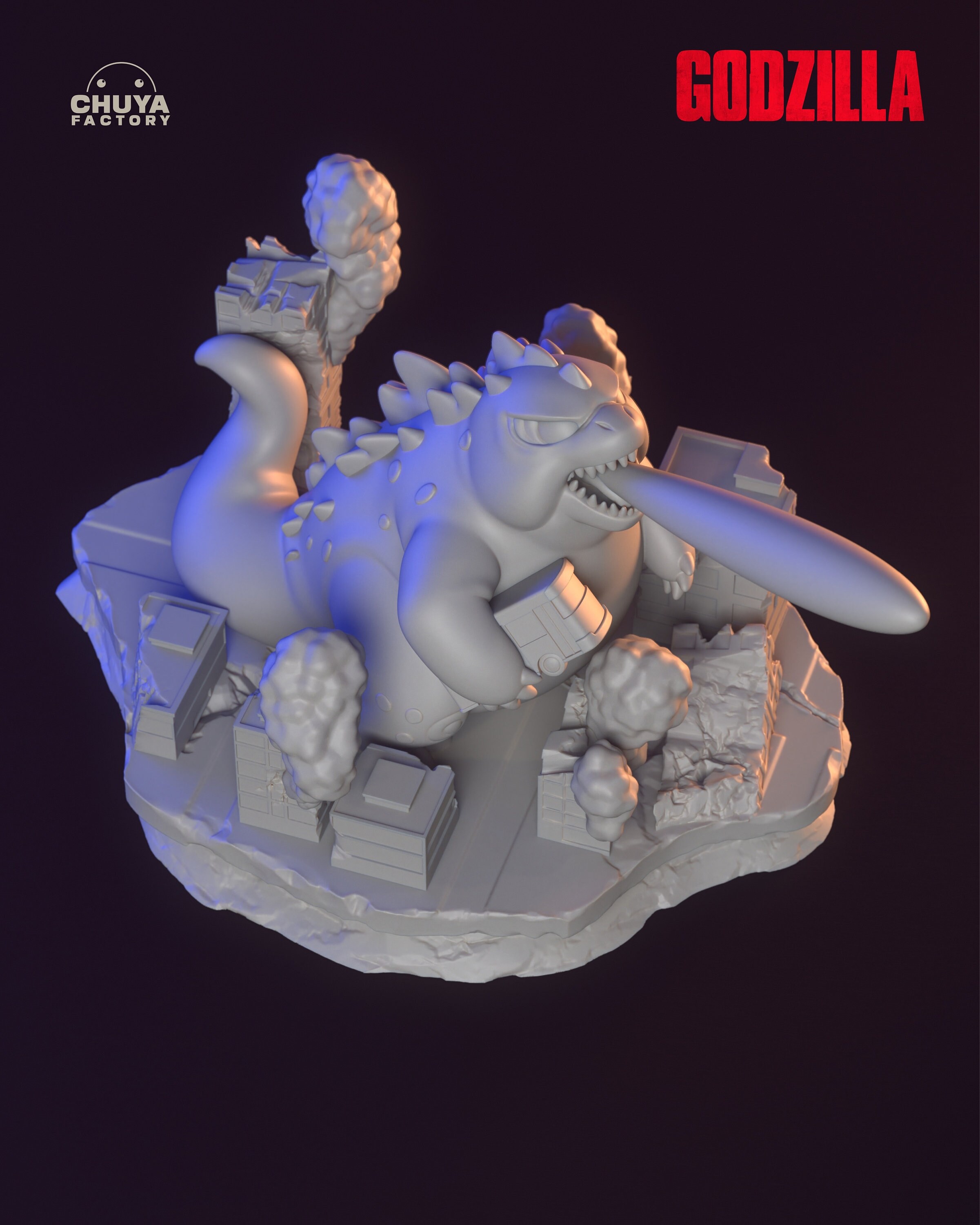 Godzilla Chibi 3D Printed Model Godzilla Chibi Godzilla Figure - Etsy