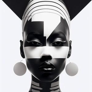 African Art Canvas African Woman Abstract Art Poster, Digital Black art, Black Tribal art, African American Woman Wall Decor Modern Wall Art