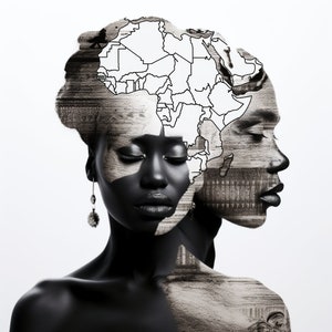 African Art Canvas African Woman Abstract Art Poster, Digital Black art, Black woman art, African American Woman Wall Decor, Modern Wall Art
