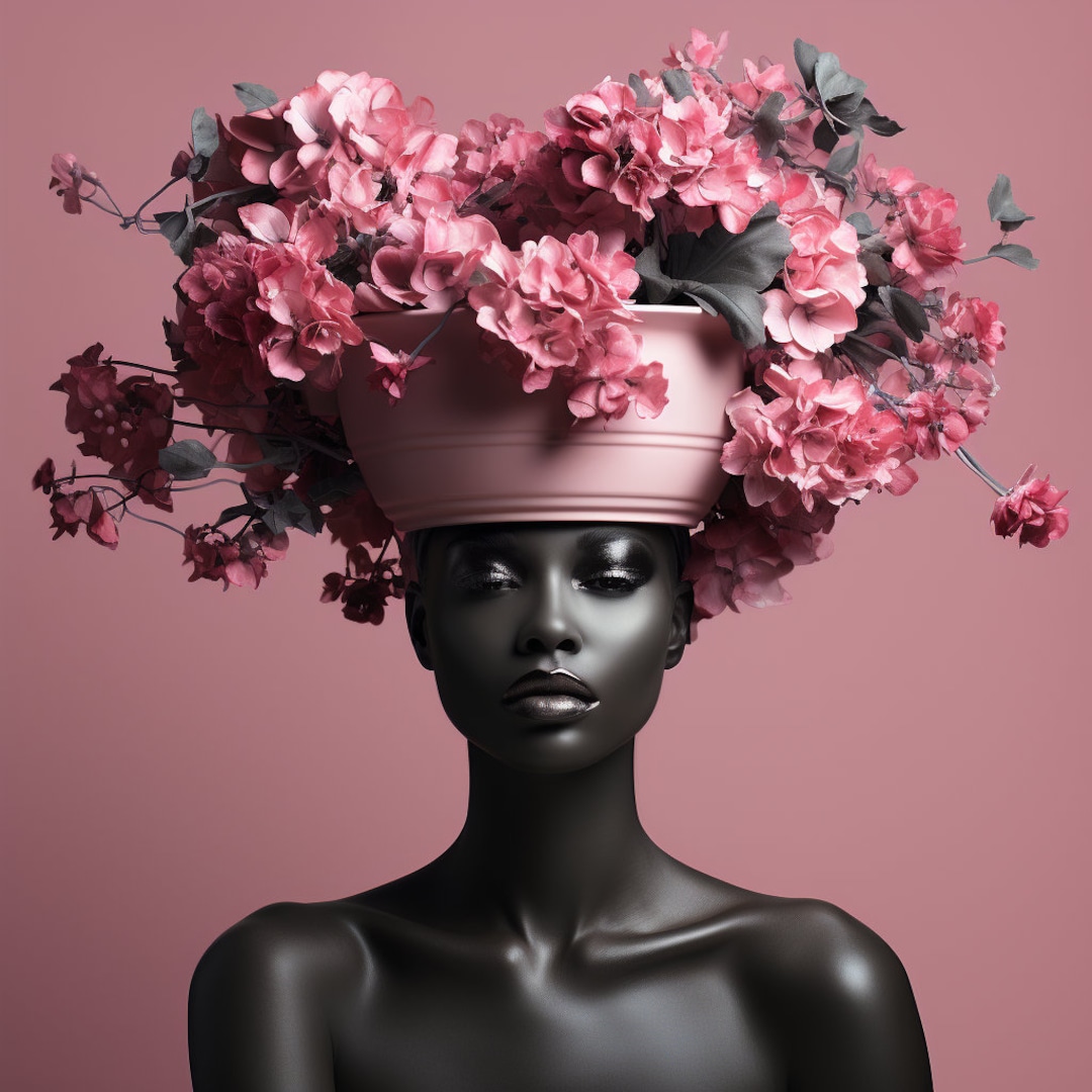 Black Girl With Flower Poster Art, Black Wall Art, Black Art, African