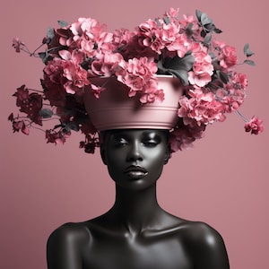 Black Girl with Flower Poster Art, Black Wall Art, Black Art, African American Art, African Art, Black Woman Art, Abstract Art, Black Decor