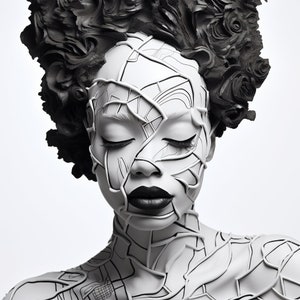 Afrikanische Frau Abstrakte Kunst Poster, Afrikanische Frau, Abstrakte Kunst, Digitale Kunst, Schwarze Frau, Afroamerikanerfrau Wanddekor, Moderne Wandkunst