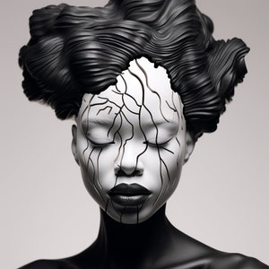 Afrikanische Frau Abstrakte Kunst Poster, Afrikanische Frau, Abstrakte Kunst, Digitale Kunst, Schwarze Frau, Afroamerikanerfrau Wanddekor, Moderne Wandkunst