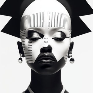 African Art Canvas African Woman Abstract Art Poster, Digital Black art, Black Tribal art, African American Woman Wall Decor Modern Wall Art