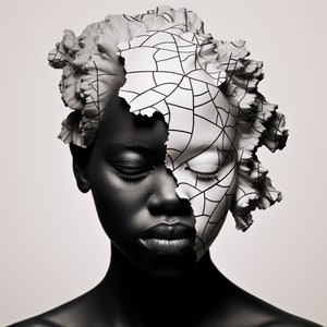 Afrikanische Frau Abstrakte Kunst Poster, Afrikanische Frau, Abstrakte Kunst, Digitale Kunst, Schwarze Frau, Afroamerikanerfrau Wanddekor, Moderne Wandkunst