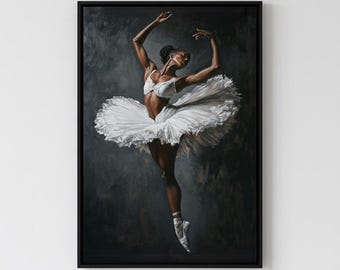 African American Ballerina Art Print: Ballet Canvas (Digital Download 24x36 inch PNG File