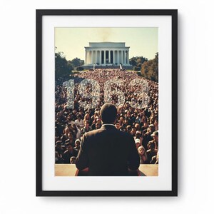 Martin Luther King Jr Speech Art Print Lincoln Memorial March on Washington 1963 Civil Rights Movement Wall Decor Historical Poster