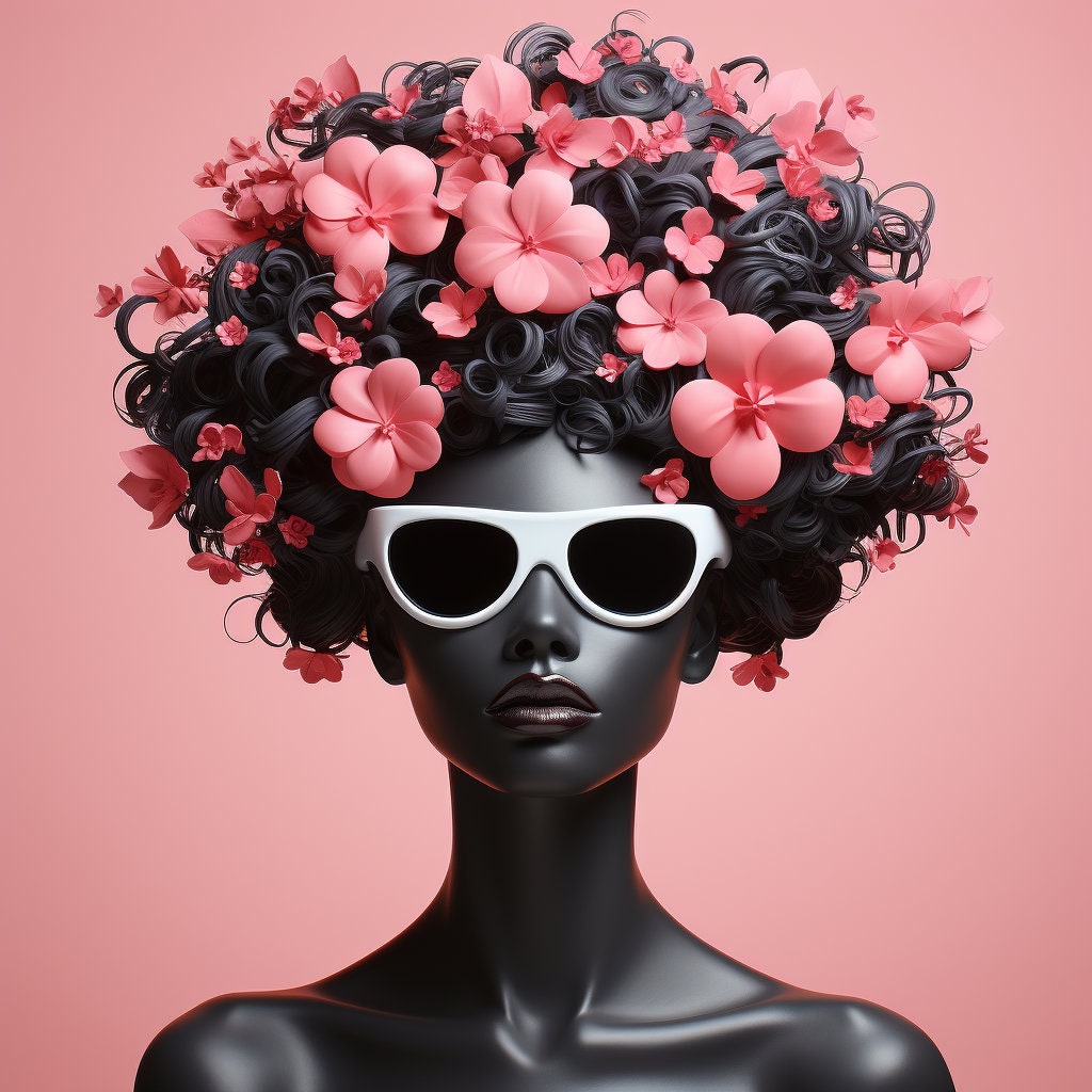 Black Girl with Flower Poster Art, Black Wall Art, Black Art, African American Art, African Art, Black Woman Art, Abstract Art, Black Decor