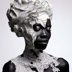 Afrikanische Frau Abstrakte Kunst Poster, Afrikanische Frau, Abstrakte Kunst, Digitale Kunst, Schwarze Frau, Afroamerikanerfrau Wanddekor, Moderne Wandkunst
