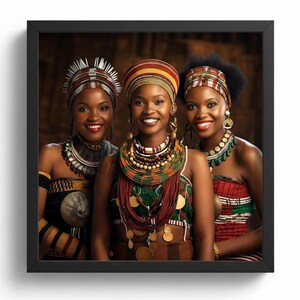 African Art Canvas, African Woman Art Poster, Digital Black art, Black woman art, African American Woman Wall Decor Modern Wall Art Painting